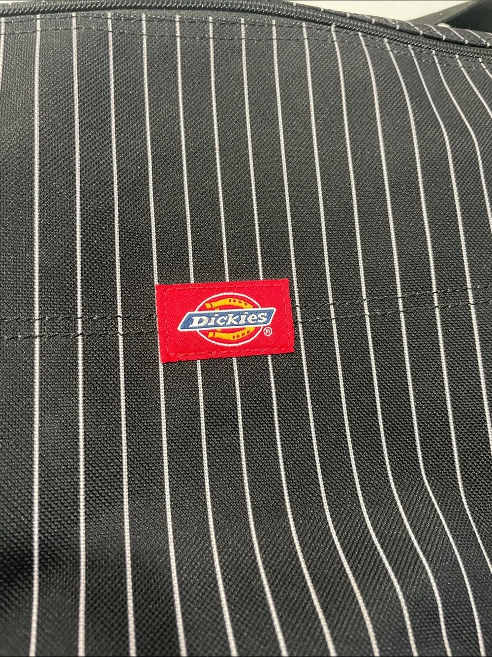 Dickies Black Pinstripe Messenger Crossbody Bag